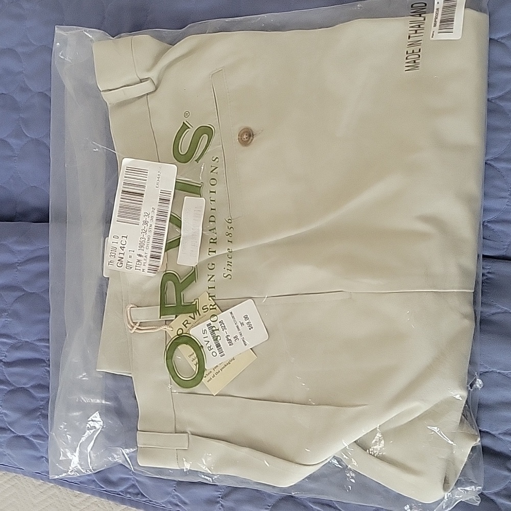 Men's New Orvis Wrinkle-Free Chinos Pleated Pants - 38" x 32"